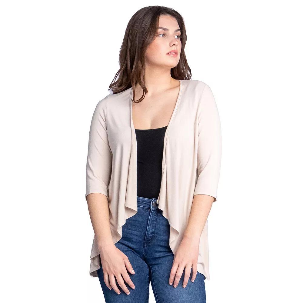 Womens 24Seven Comfort Apparel Elbow Length Sleeve Open Cardigan Red Product Image