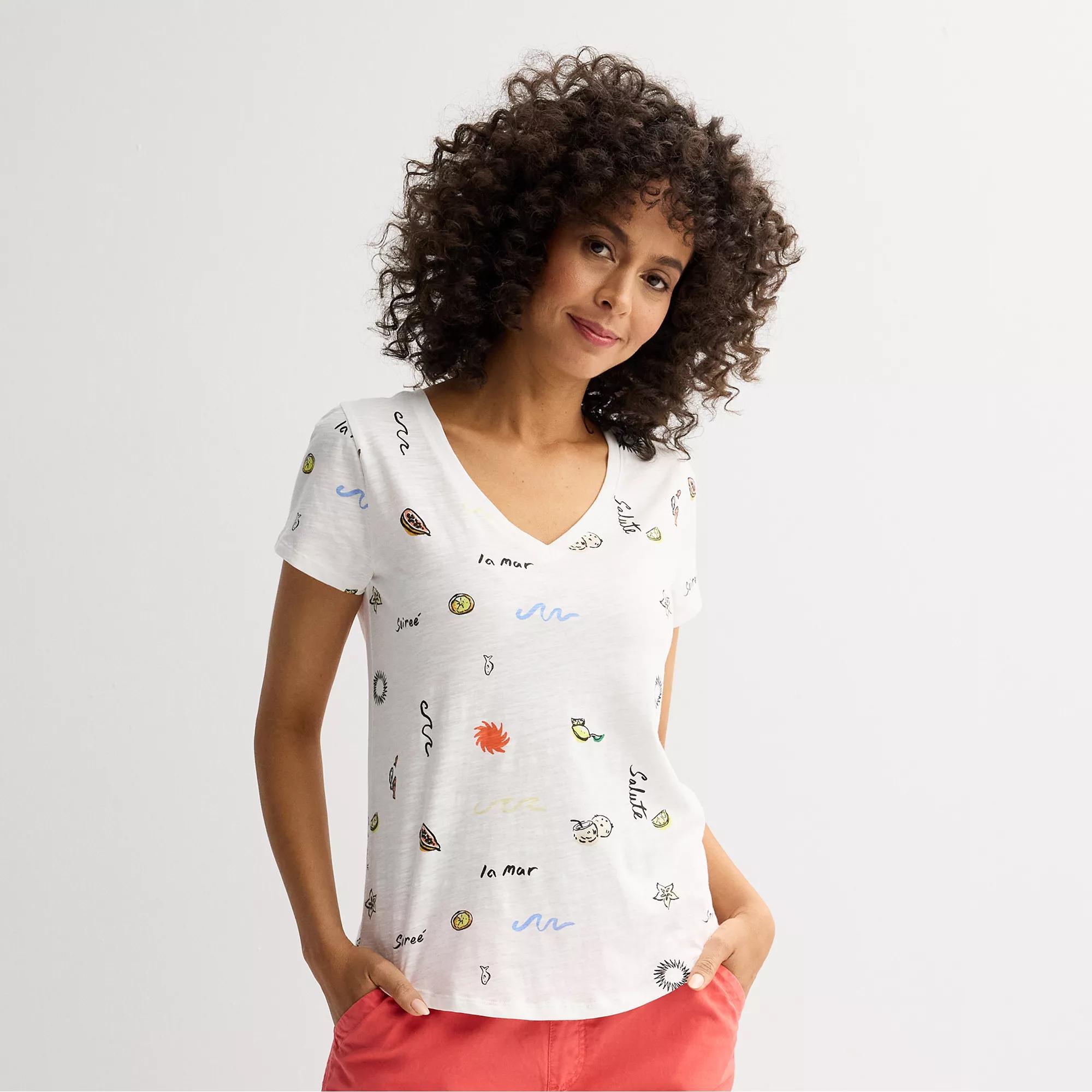 Women's Sonoma Goods For Life® Everyday Short Sleeve V-Neck Tee, Size: XXL, Red Red Toss Product Image
