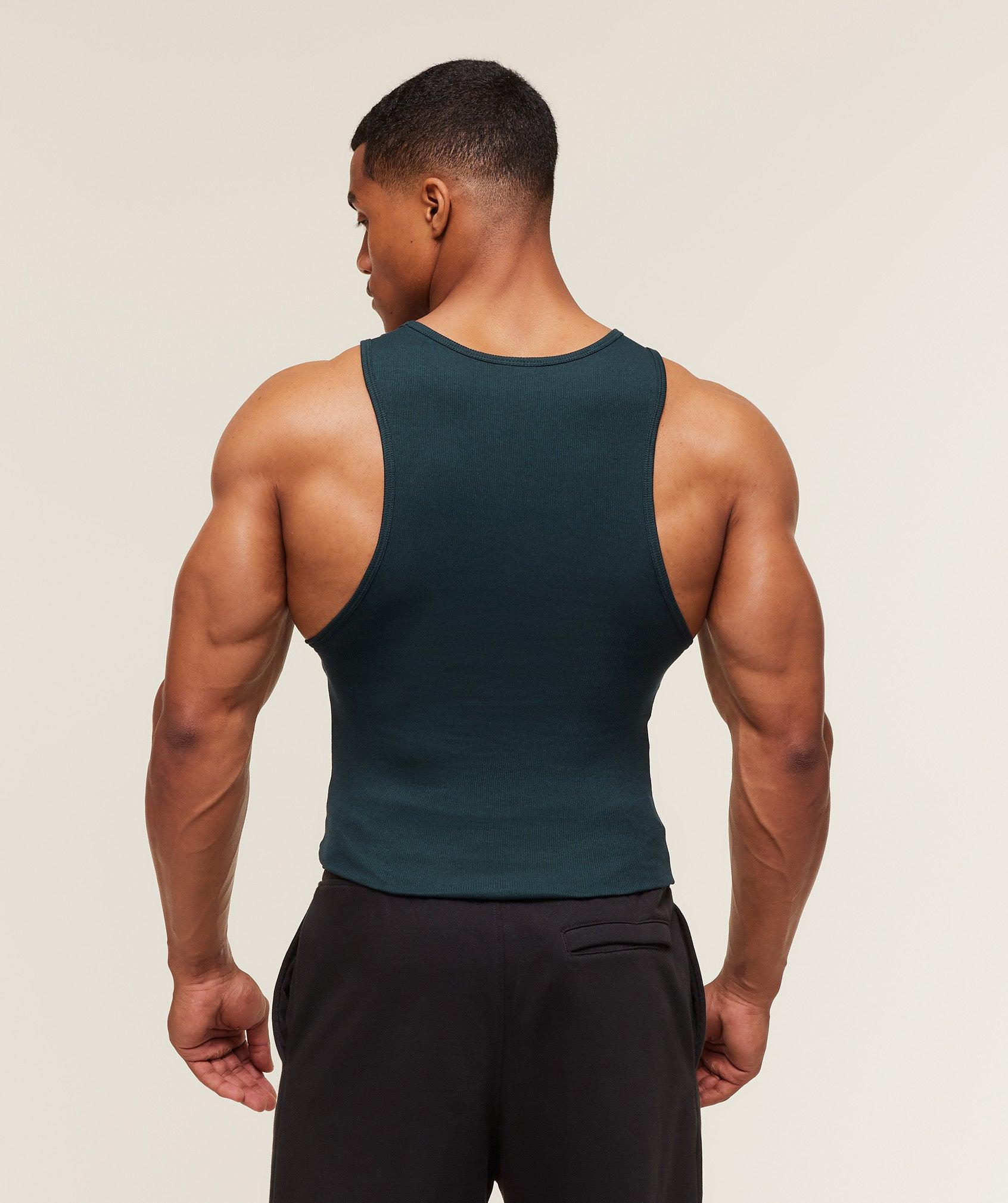 Gymshark Legacy Ribbed Tank - Deep Petrol Blue Male Product Image