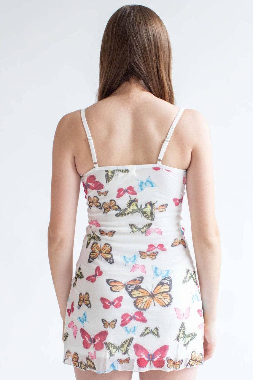White Butterfly Mesh Dress Product Image