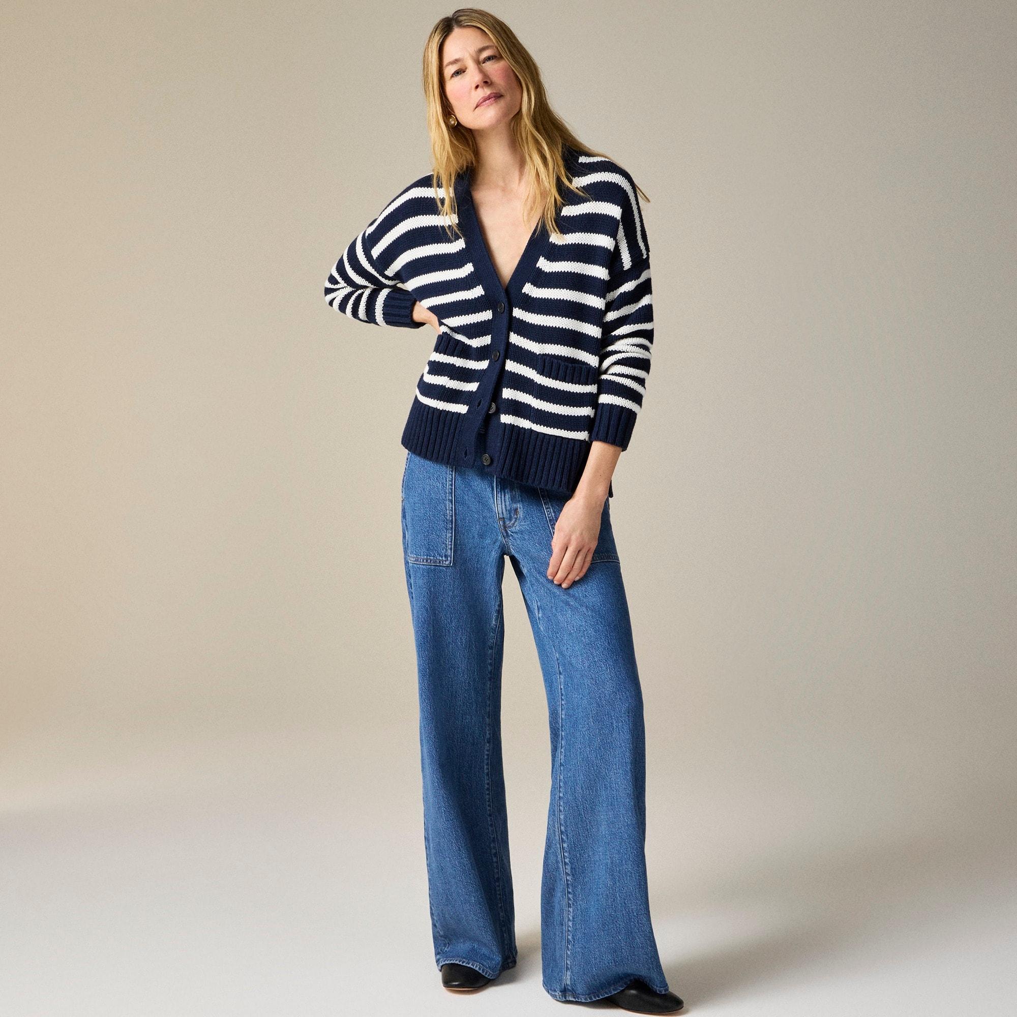 Heritage cotton relaxed cardigan in stripe Product Image