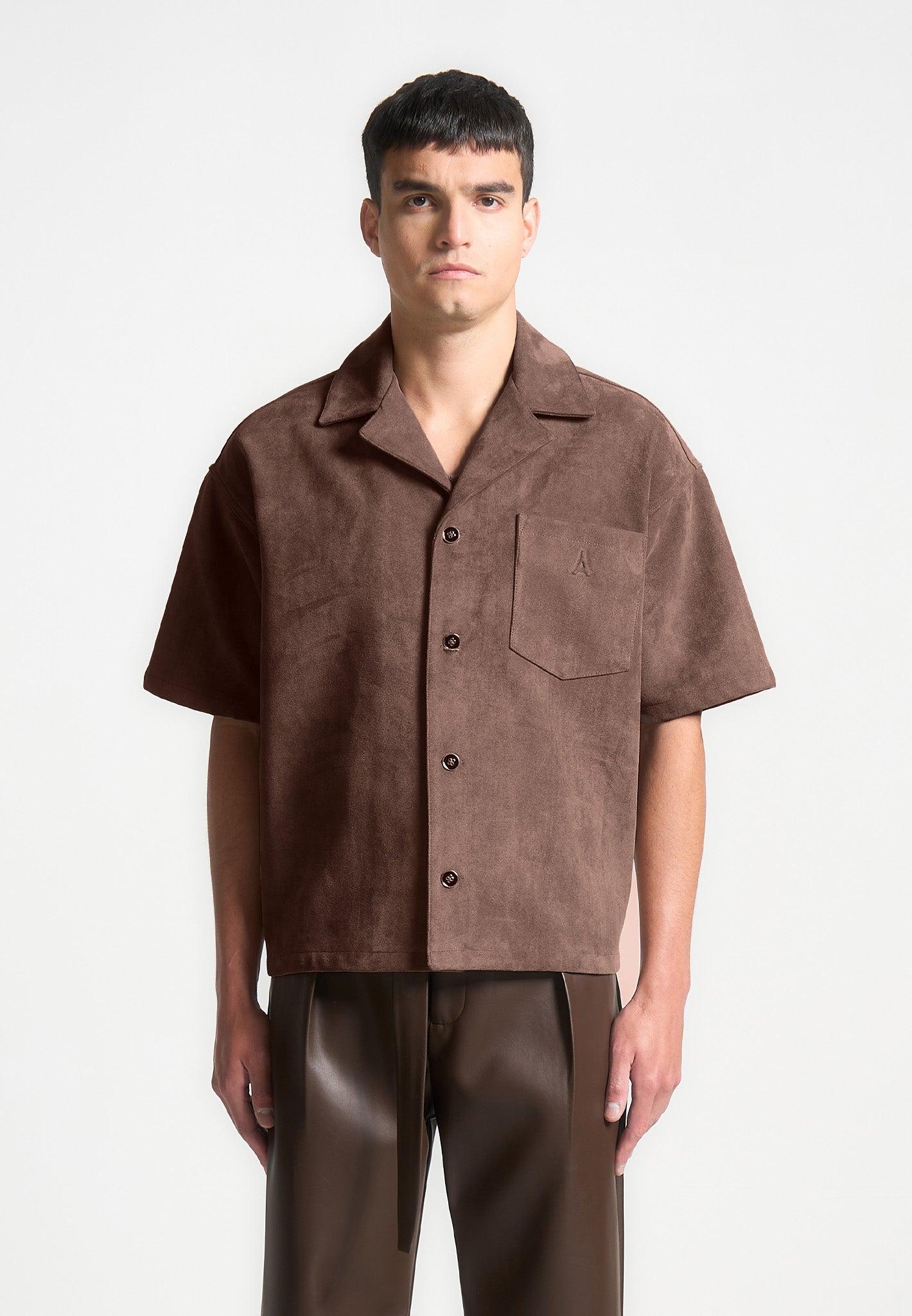 Boxy Suede Shirt - Brown Male Product Image