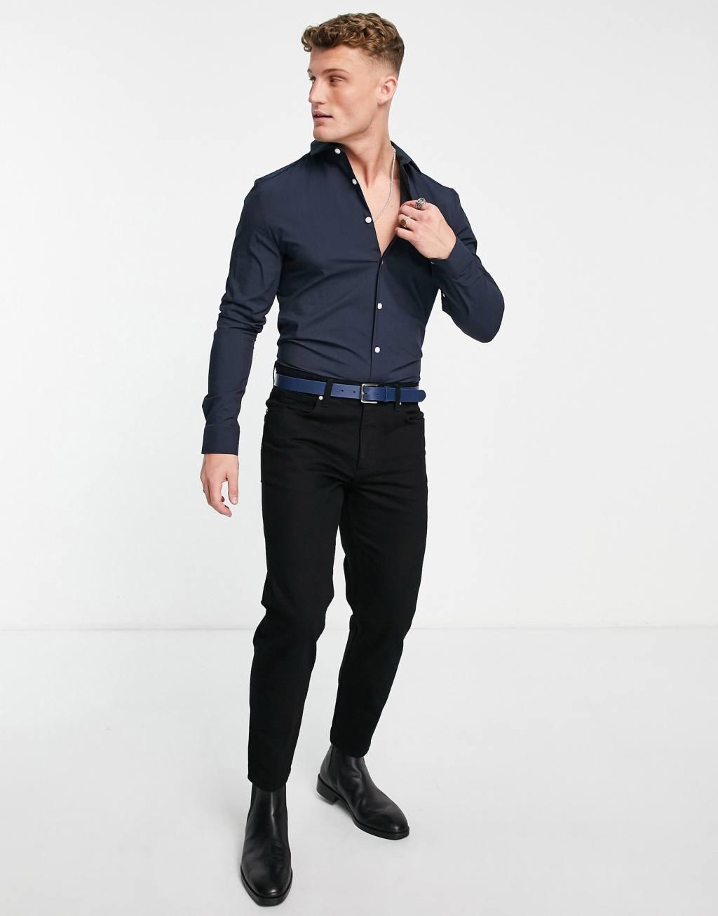 ASOS DESIGN stretch slim fit work shirt in white Product Image
