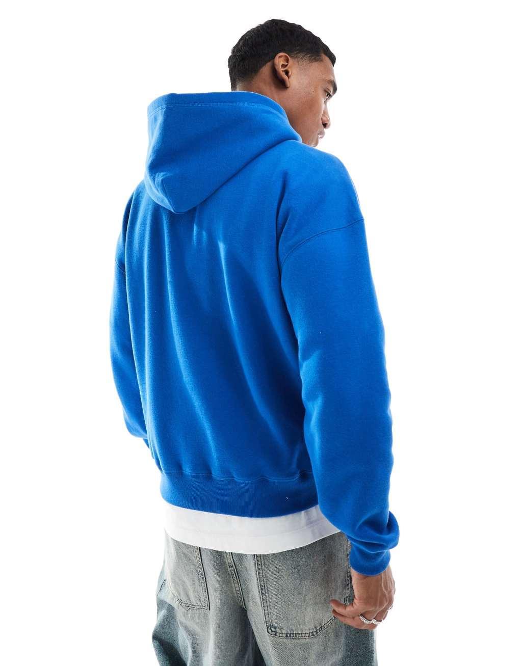 Hollister boxy varsity design hoodie in blue Product Image