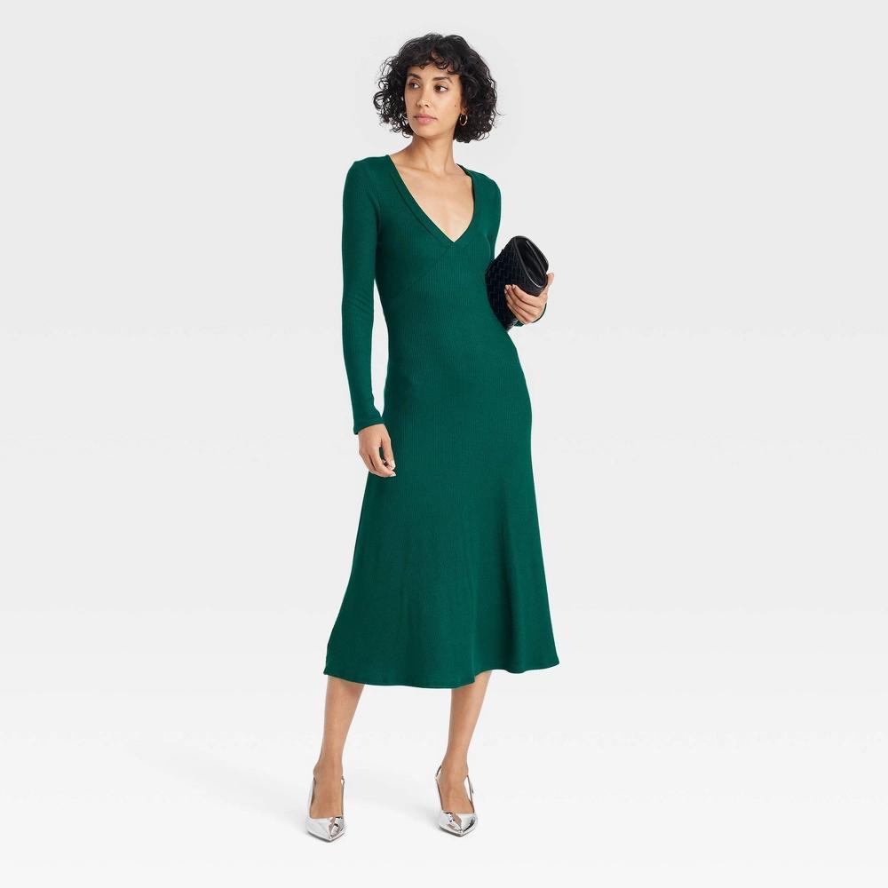 Women's Long Sleeve Midi A-Line Dress - A New Day™ Product Image