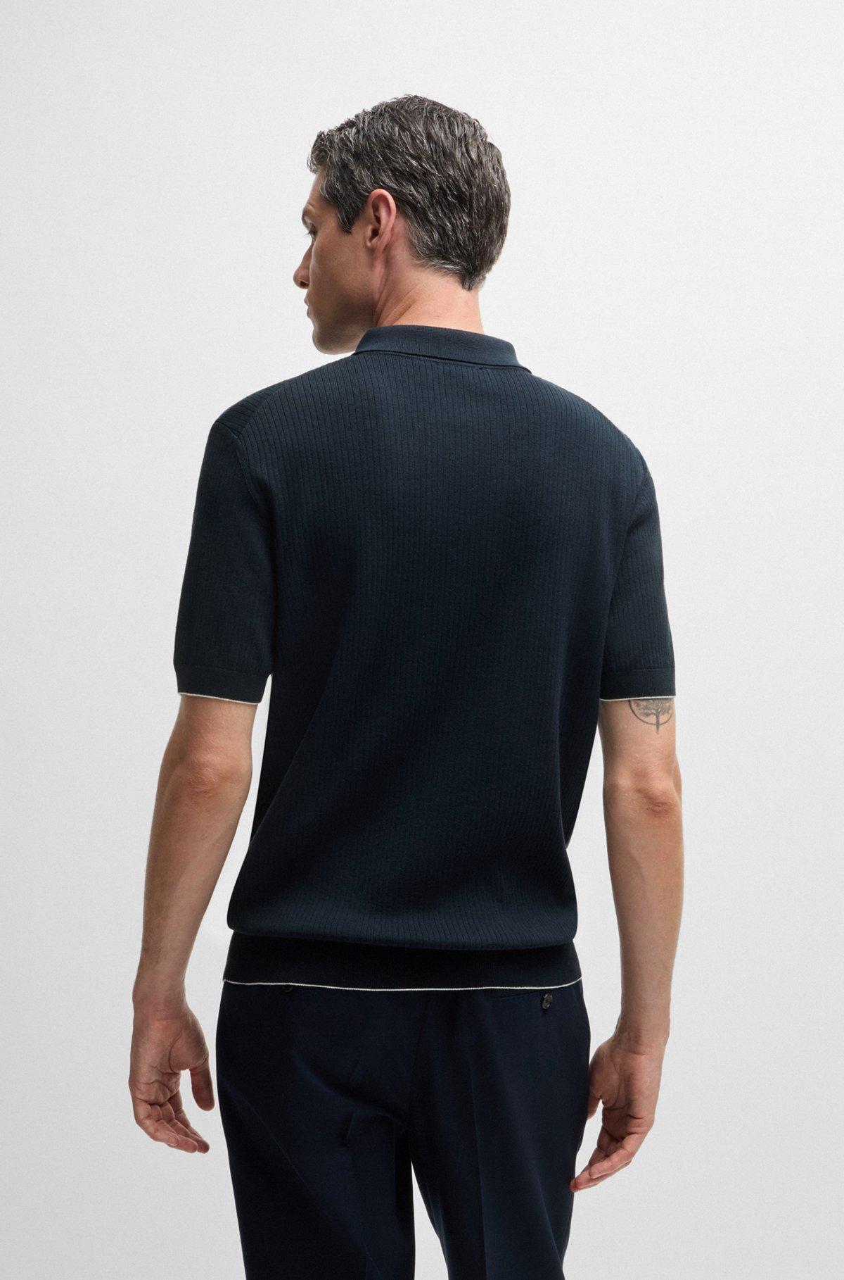 Regular-fit polo sweater in silk and cotton Product Image