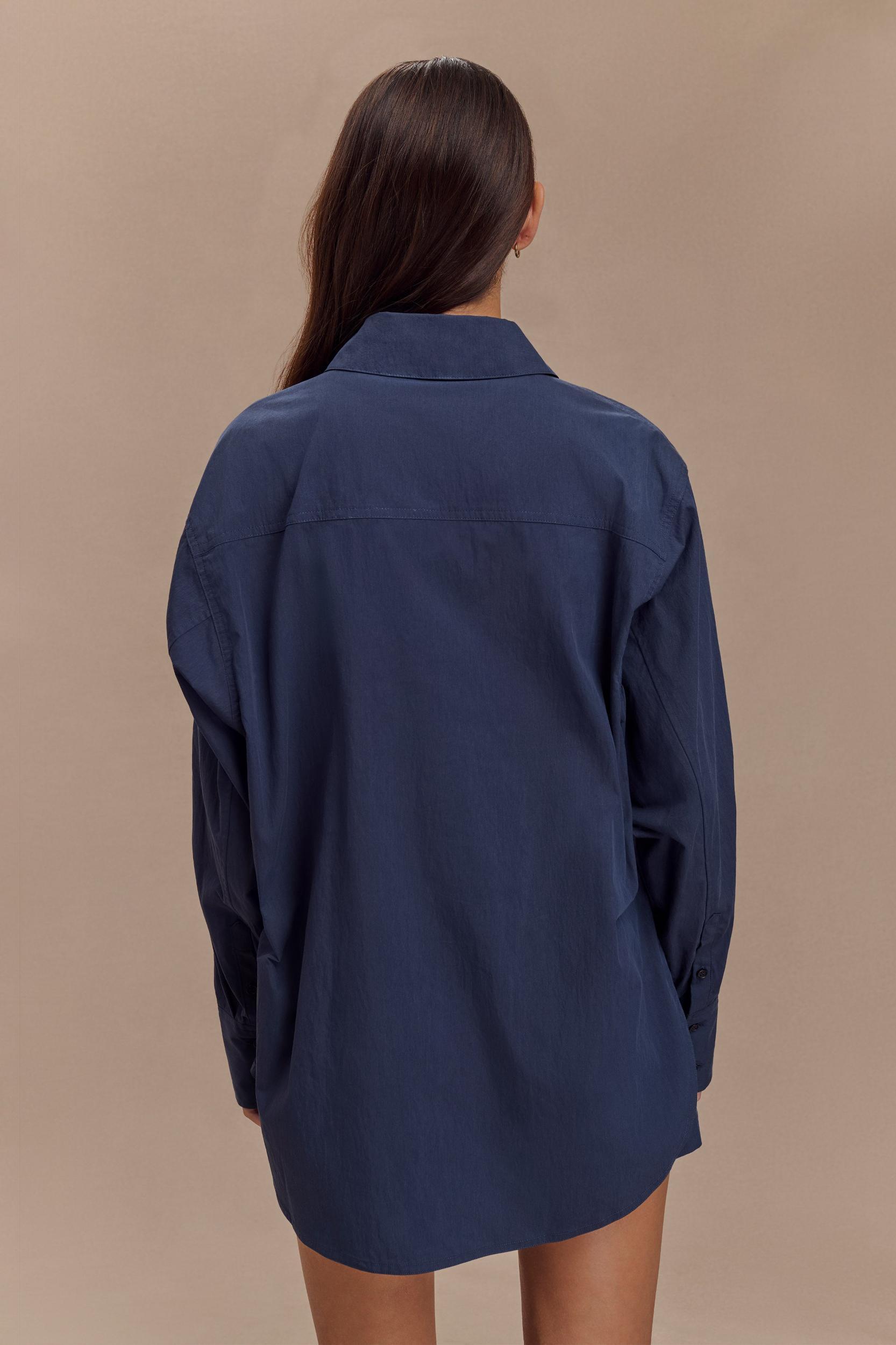 Campbell Cotton Oversized Shirt - Navy Product Image