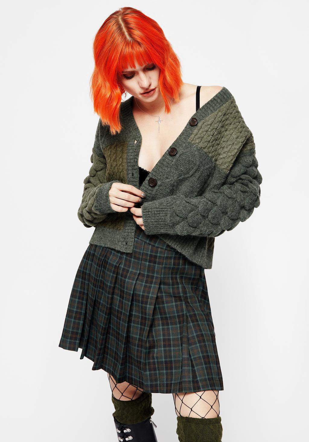 Brazen Spliced Cardigan - Green Product Image