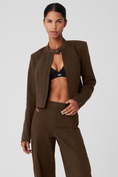 Cropped Full Throttle Moto Jacket - Espresso Product Image