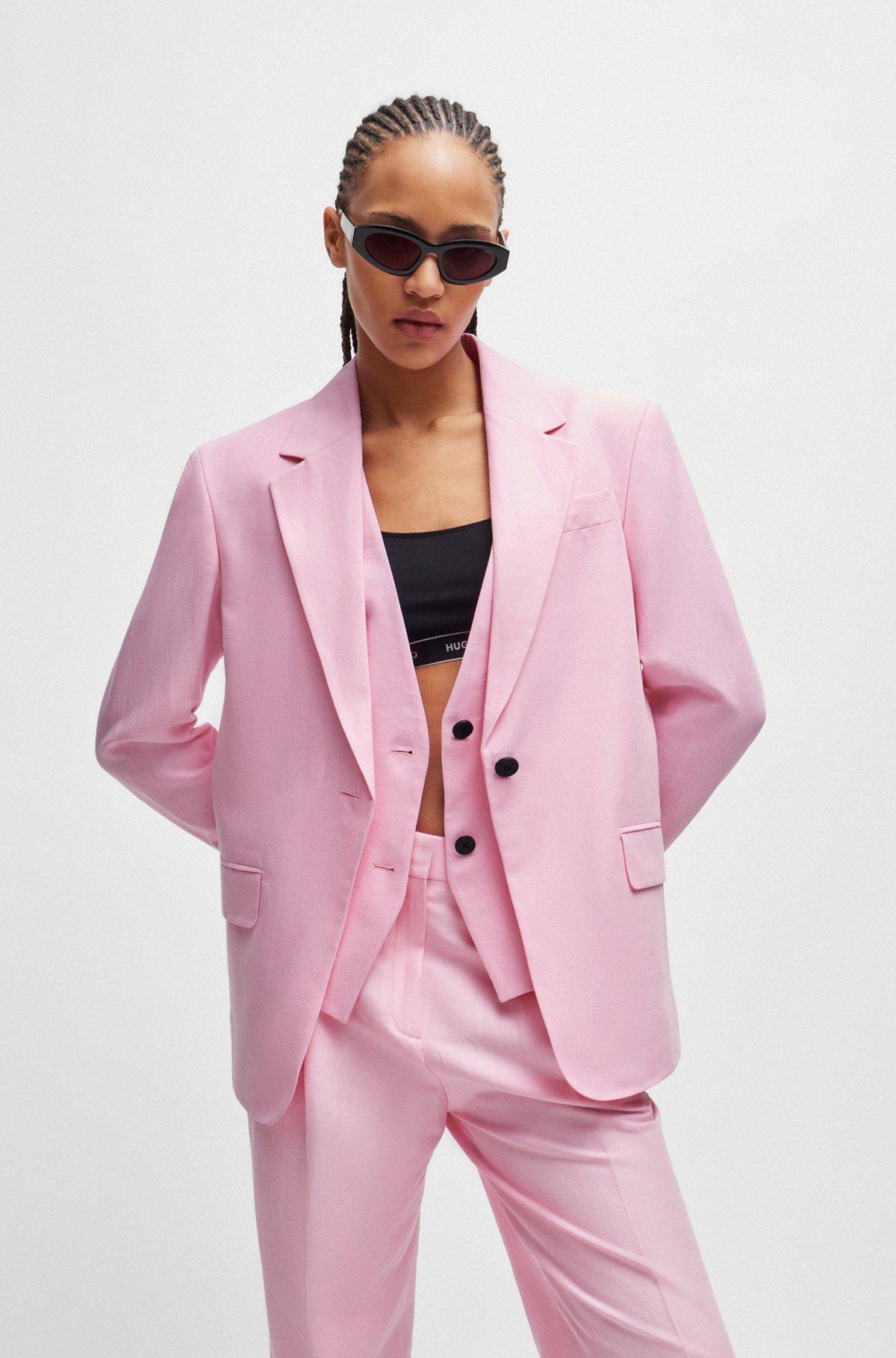 Oversize-fit jacket in stretch material with linen Product Image