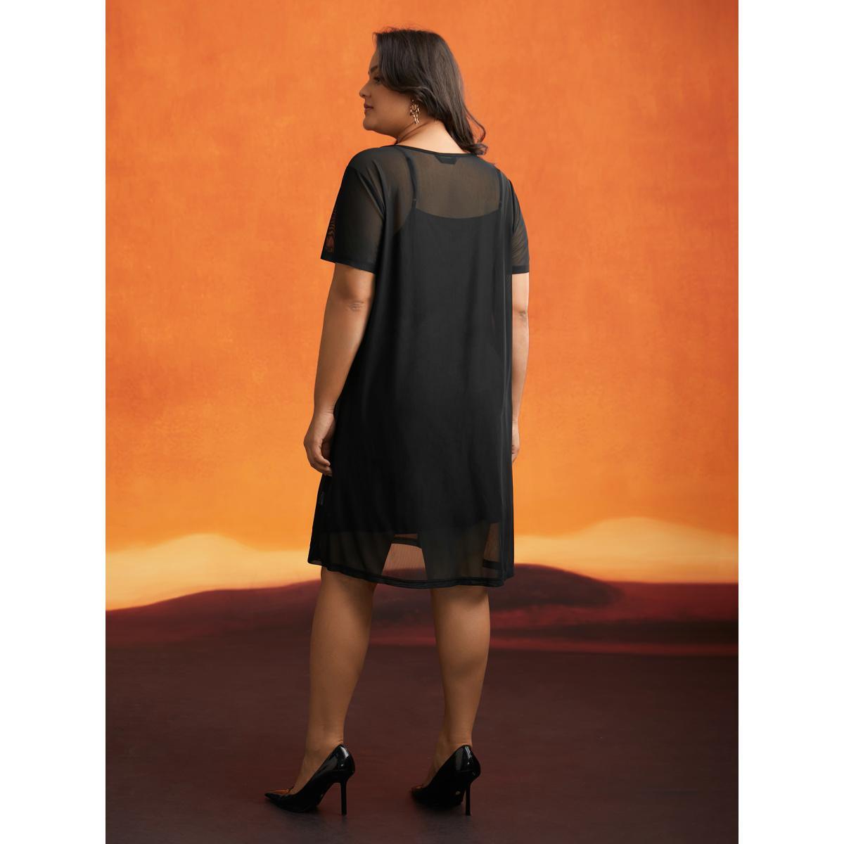 Plus Size Bone Stamping Gold Accents Mini Dress Black Women Cocktail Texture Party Curvy Bloomchic 10/M Product Image