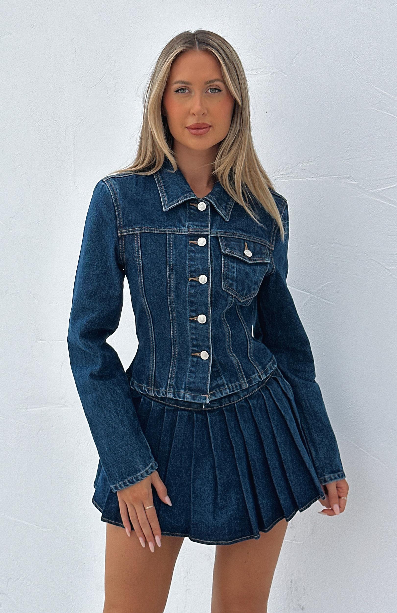 Ayla Denim Mini Skort Dark Blue Product Image