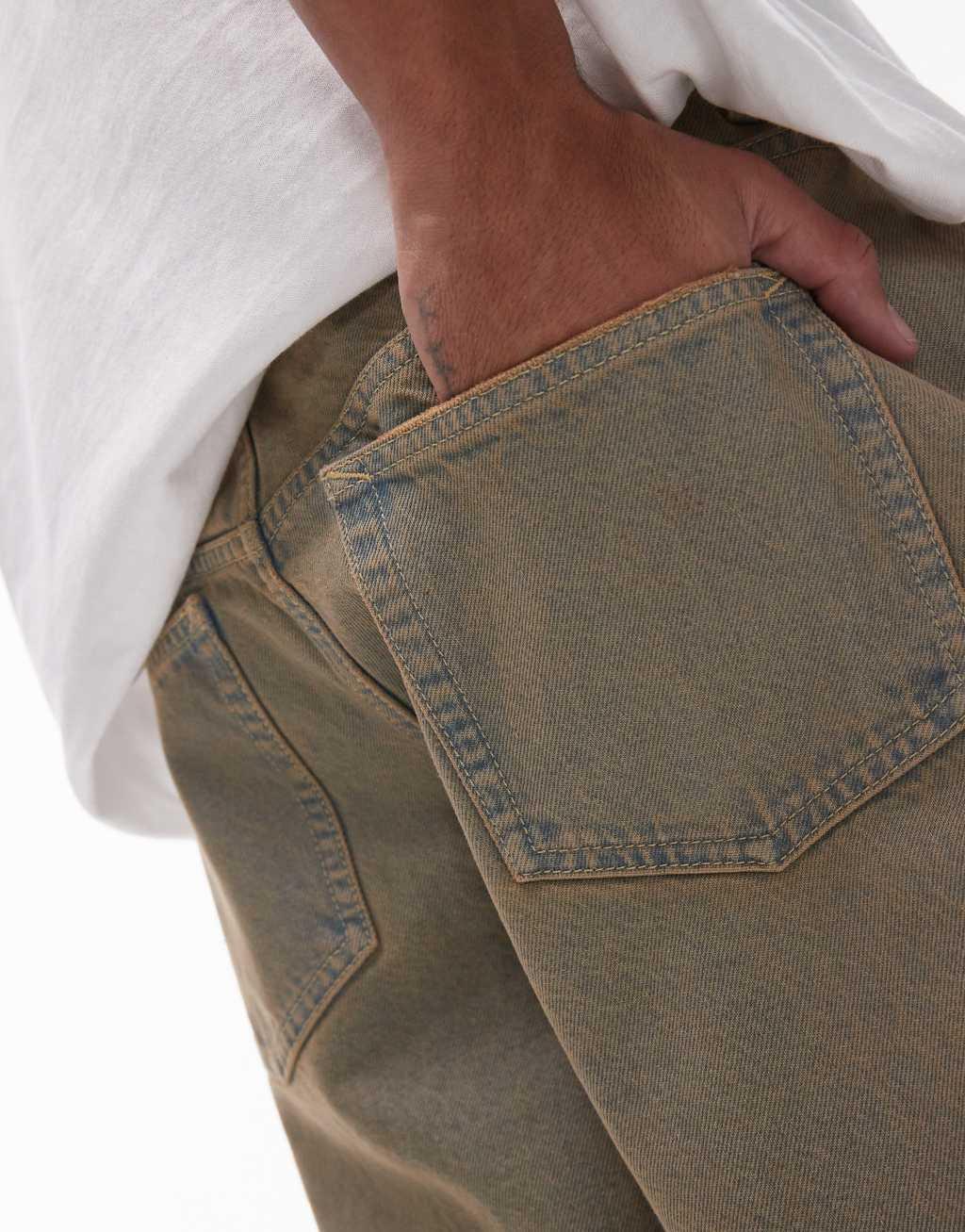 Topman wide leg jeans in heavy rust tint wash Product Image