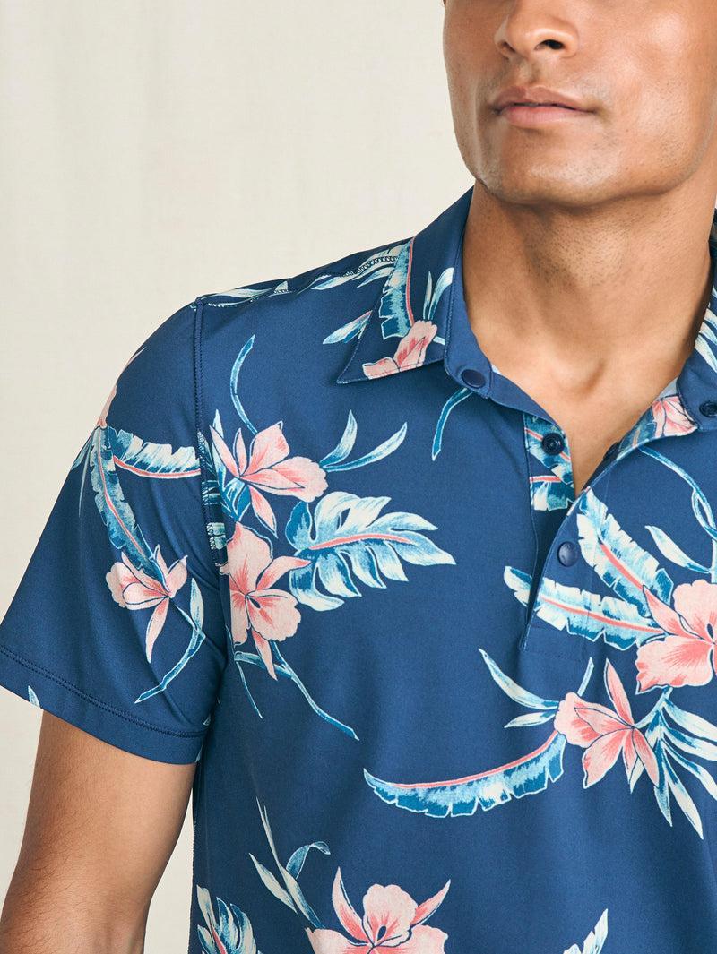 Shorelite Short-Sleeve Tech Polo - Navy Island Orchid Product Image
