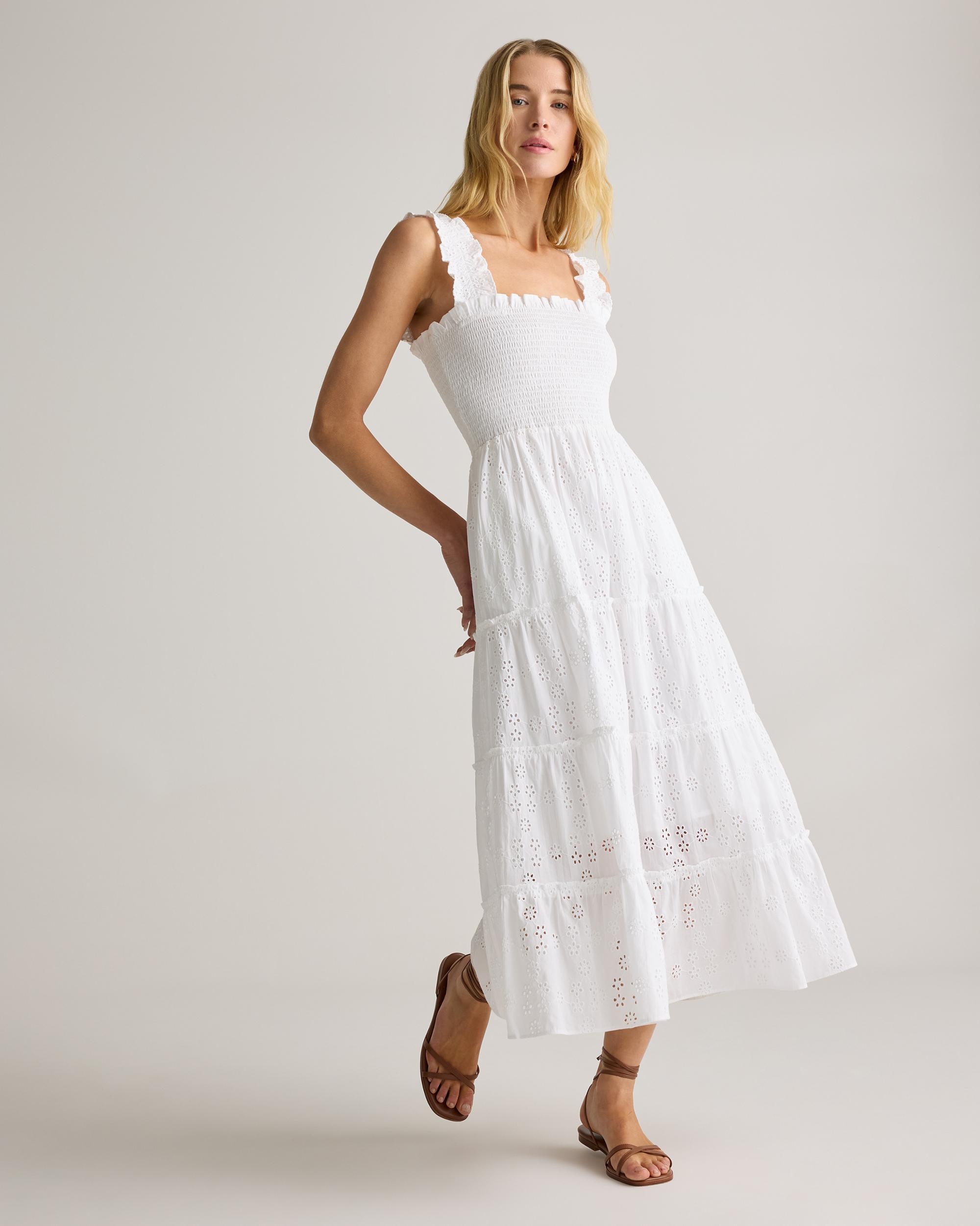 Quince | Women's Smocked Midi Dress Size XL, Organic Cotton Product Image