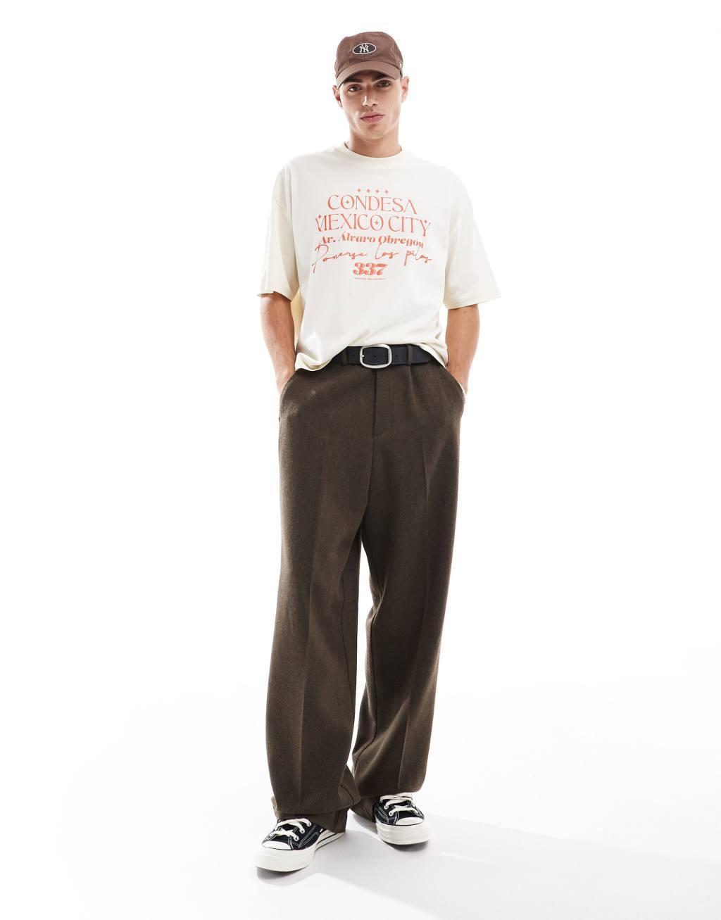 ASOS DESIGN boxy oversized t-shirt with city front print in white Product Image