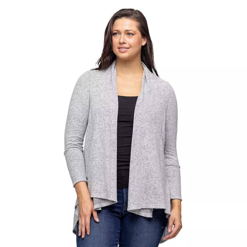 Women's 24Seven Comfort Apparel Open Front High Low Cozy Cardigan, Size: Small, Gray Product Image