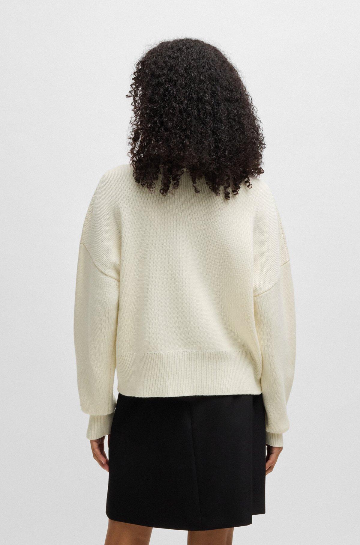 HUGO - Relaxed-fit sweater with embossed logo - White Product Image