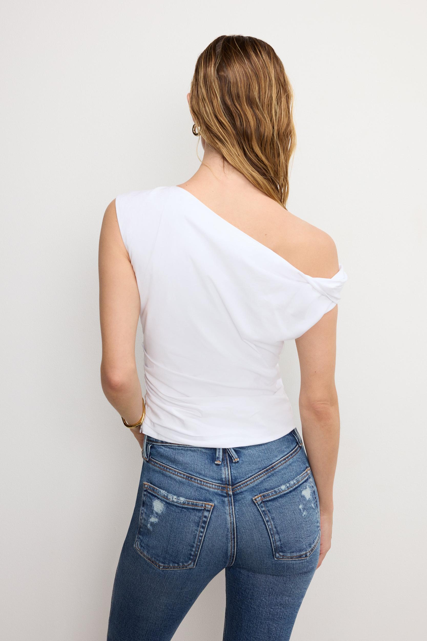 POPLIN OFF SHOULDER TOP | WHITE001 Product Image