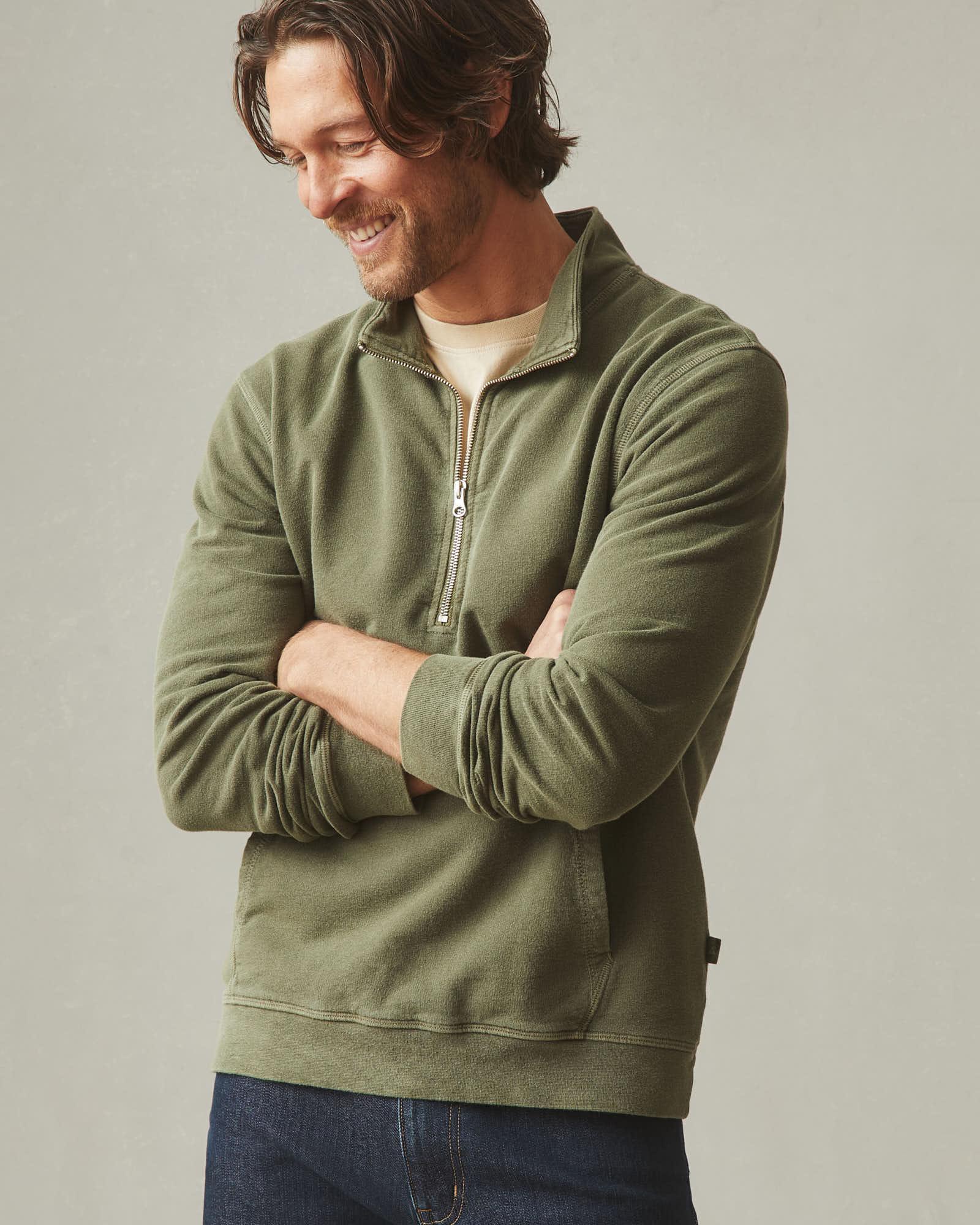 Men's French Terry Half Zip - Olive Product Image