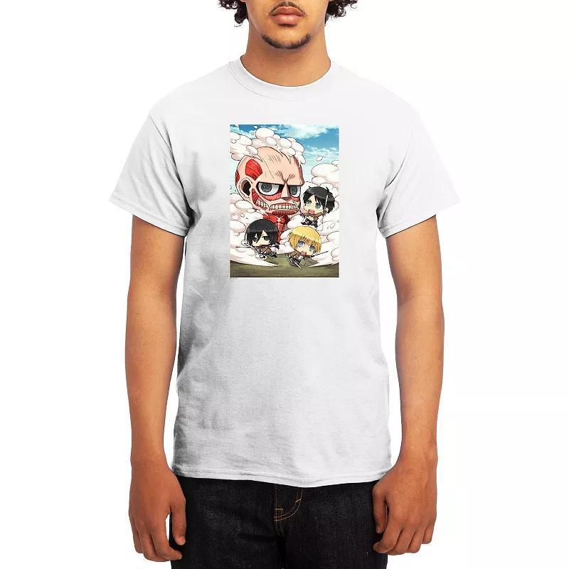 Men's Attack on Titan Group Chibi Poster Tee, Boy's, Size: Medium, White Product Image