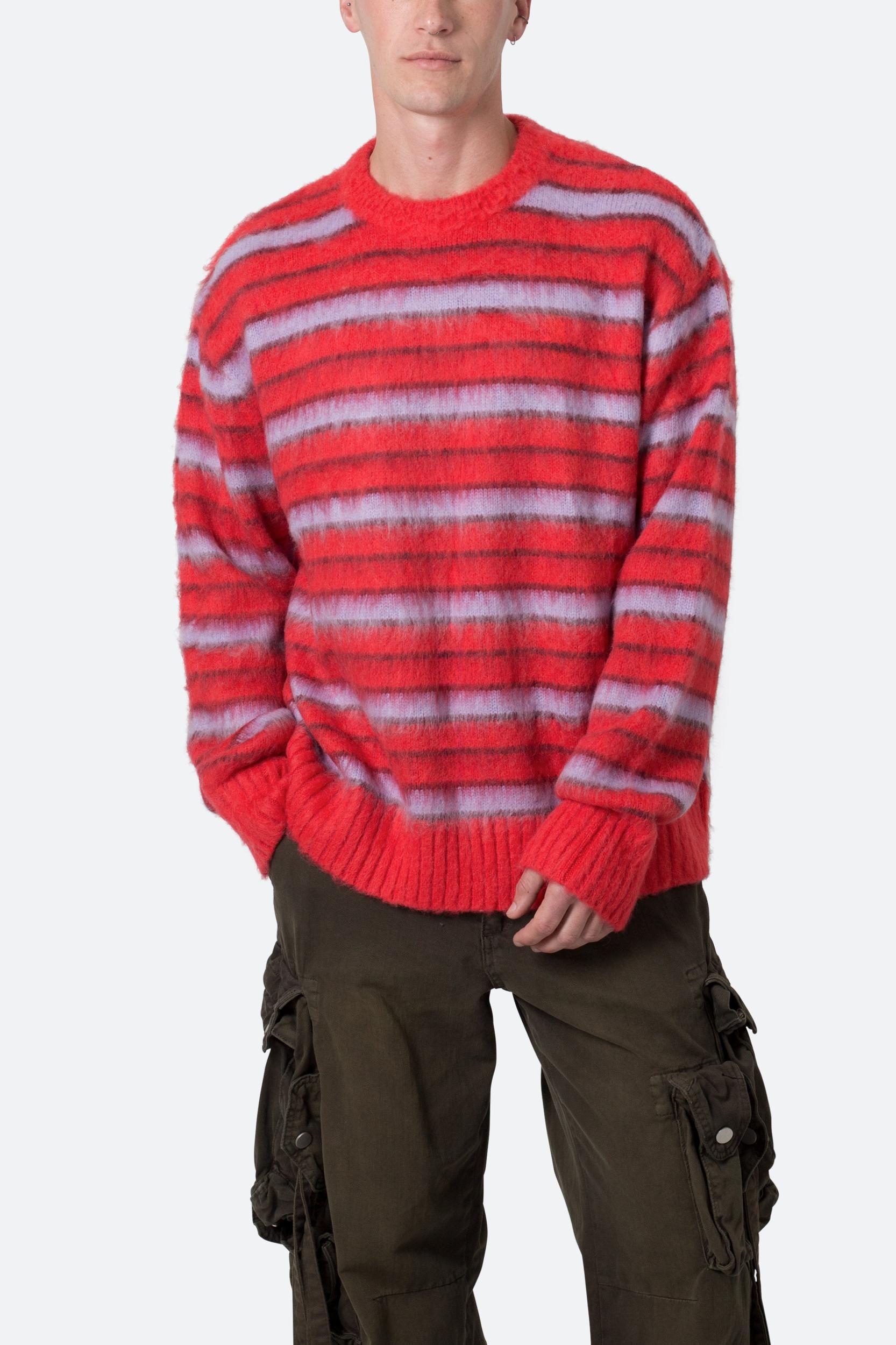 Striped Mohair Sweater - Red Product Image