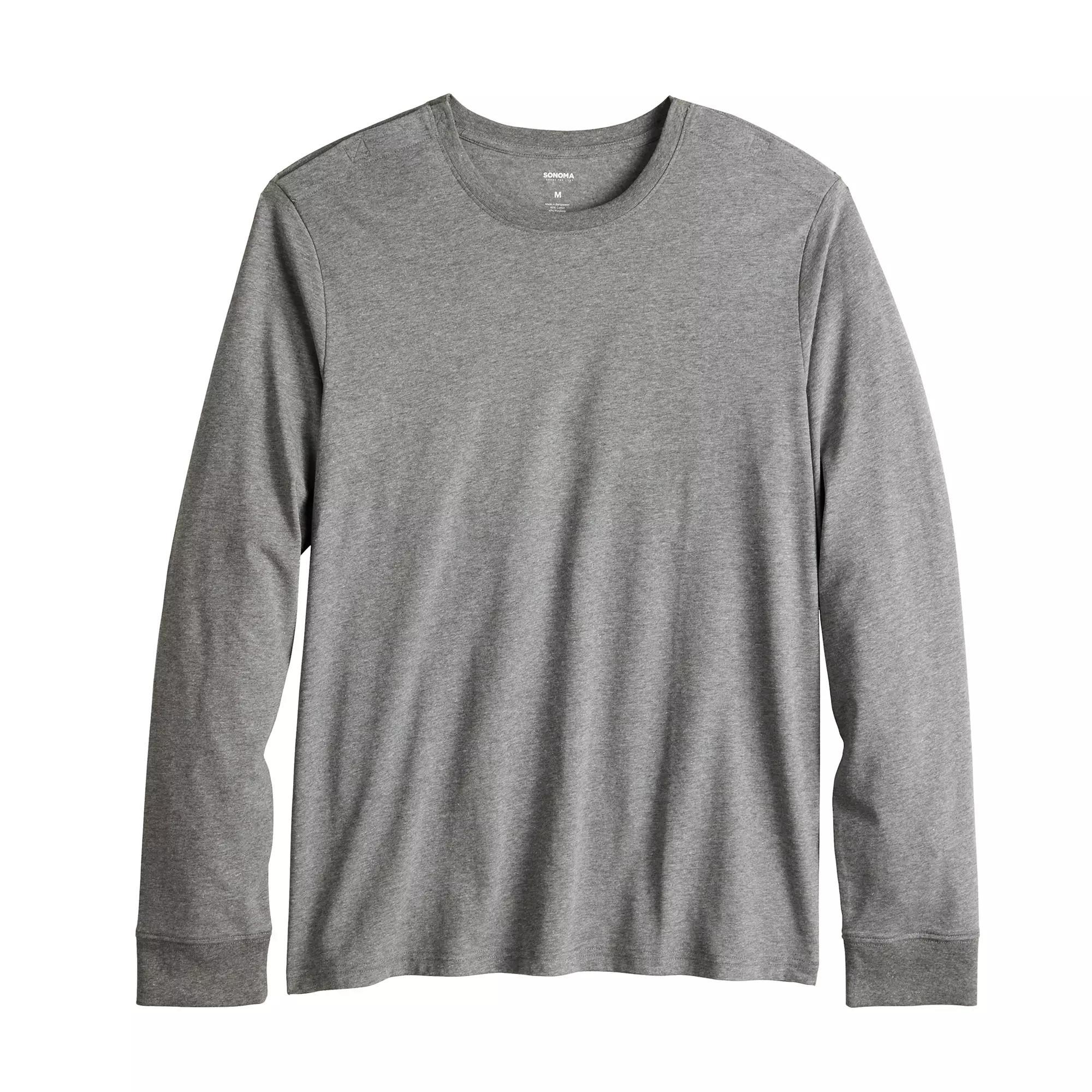 Men's Adaptive Sonoma Goods For Life® Easy Dressing Long Sleeve Crew Tee, Size: Large, Grey Product Image