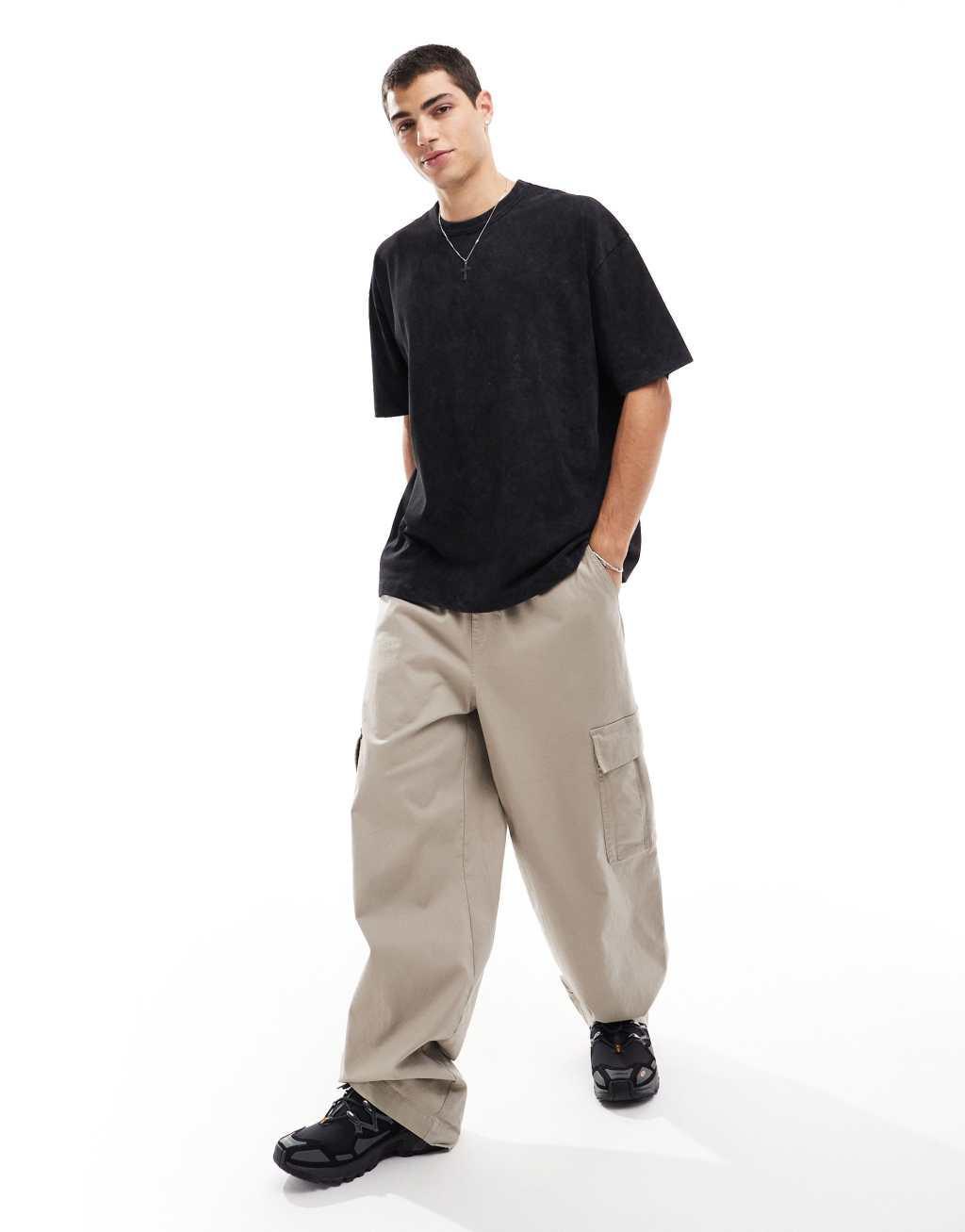 ASOS DESIGN oversized T-shirt with fruit back print in black Product Image