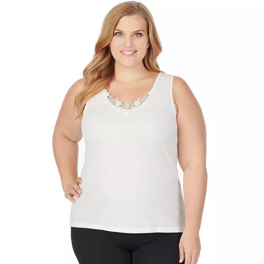 Plus Size Cuddl Duds® SofTech Venice Lace-Trim Tank Top, Women's, Size: 1XL, Ink Product Image