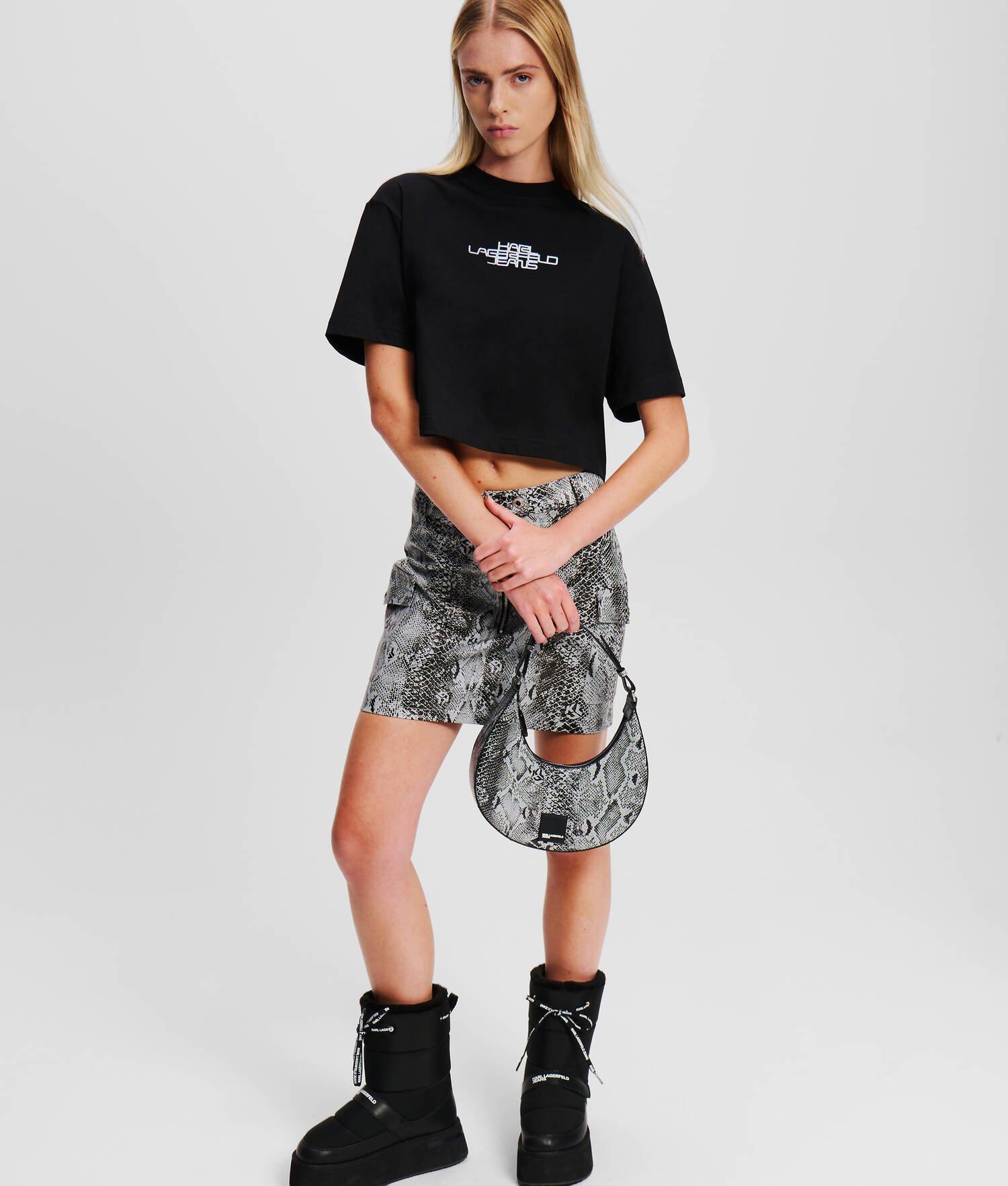 KLJ SNAKE-EFFECT HALF-MOON SHOULDER BAG Product Image