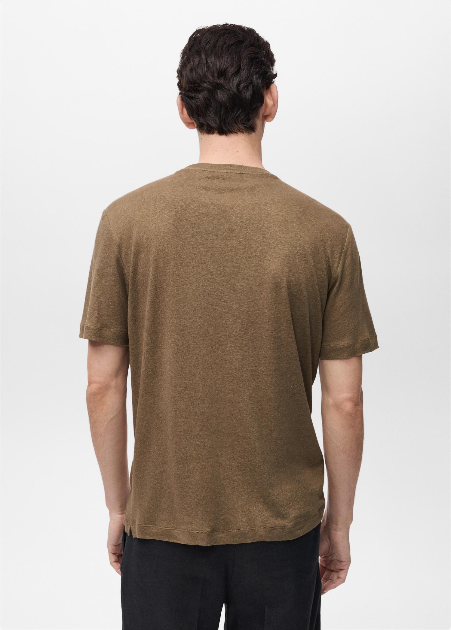 Linen slim-fit t-shirt - Men | MANGO USA Product Image