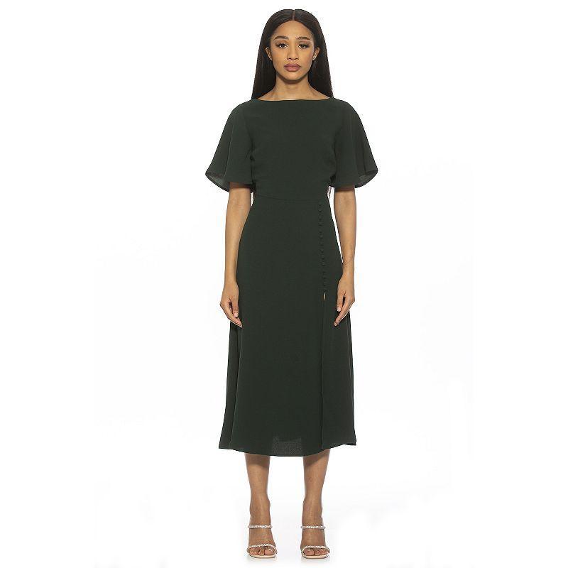 Womens ALEXIA ADMOR Boatneck Flutter Sleeve Fit & Flare Dress Product Image