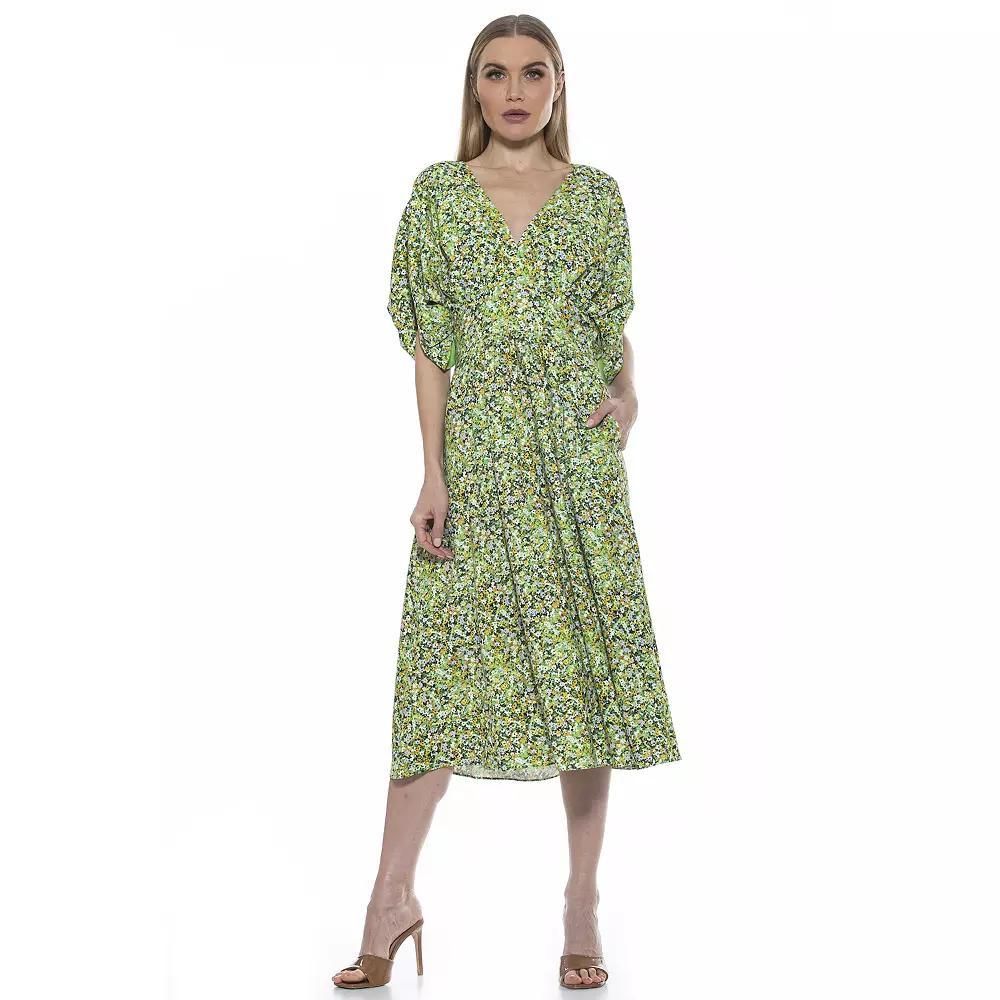 Women's ALEXIA ADMOR August Draped Fit & Flare Midi Dress, Size: 2, Sweet Pea Product Image