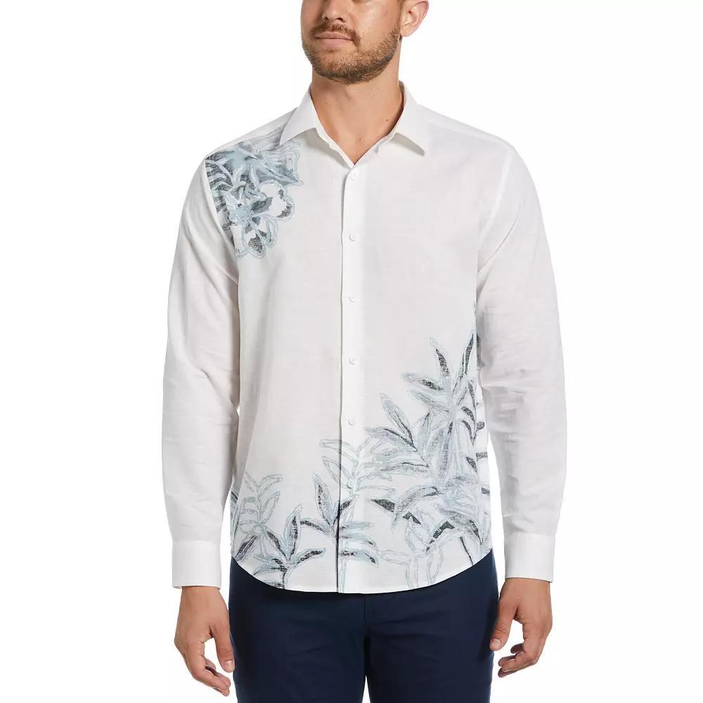 Men's Cubavera Reverse Asymmetric Print Long Sleeve Button-Down Shirt, Size: XXL, Brilliant White Product Image