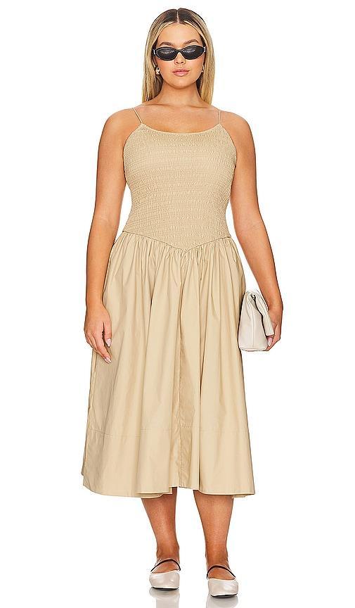 L'ACADEMIE By Marianna Armanda Poplin Midi Dress In Khaki Product Image