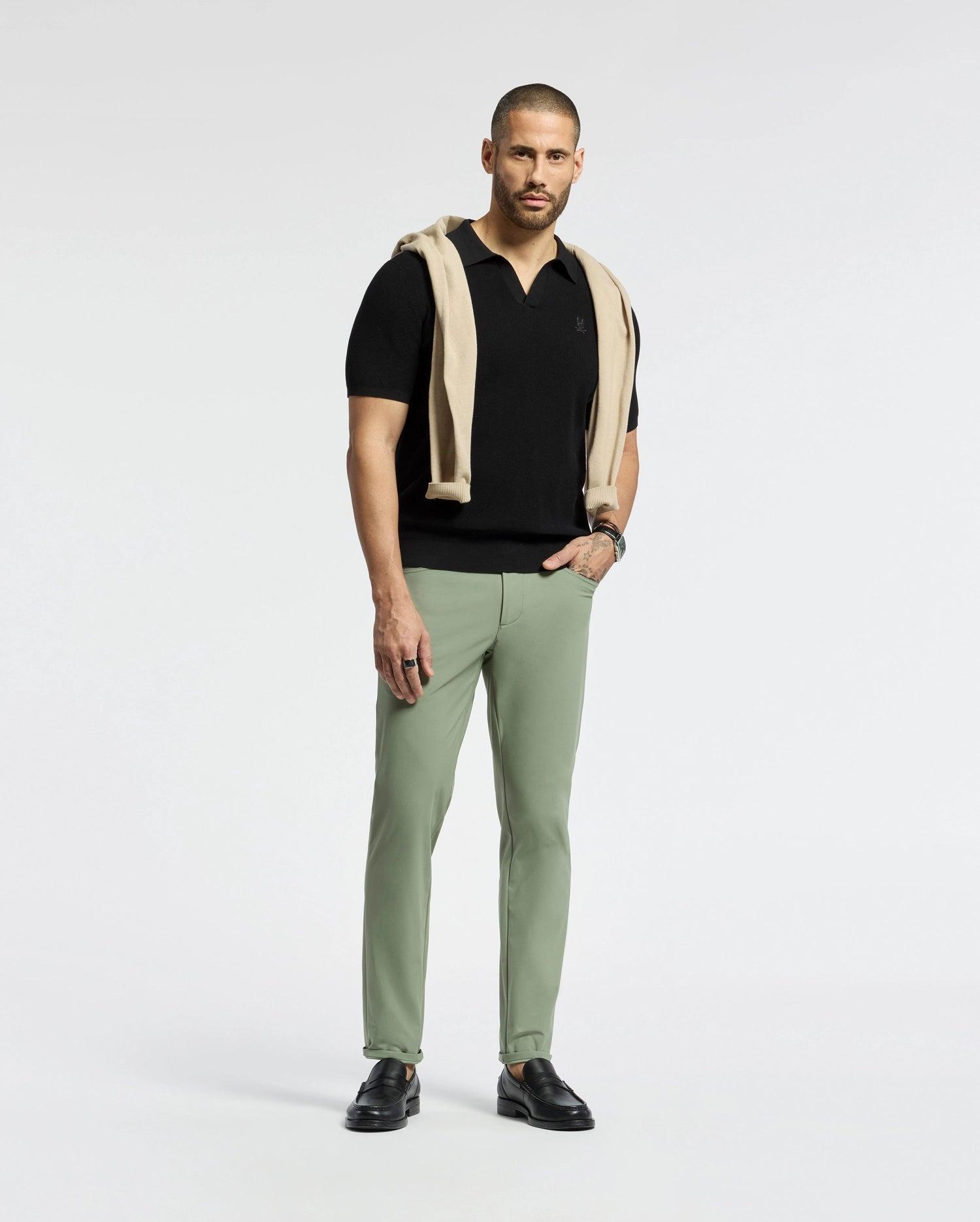 Men's Leeton Johnny Collar Knit Polo 001 BLACK / M Product Image