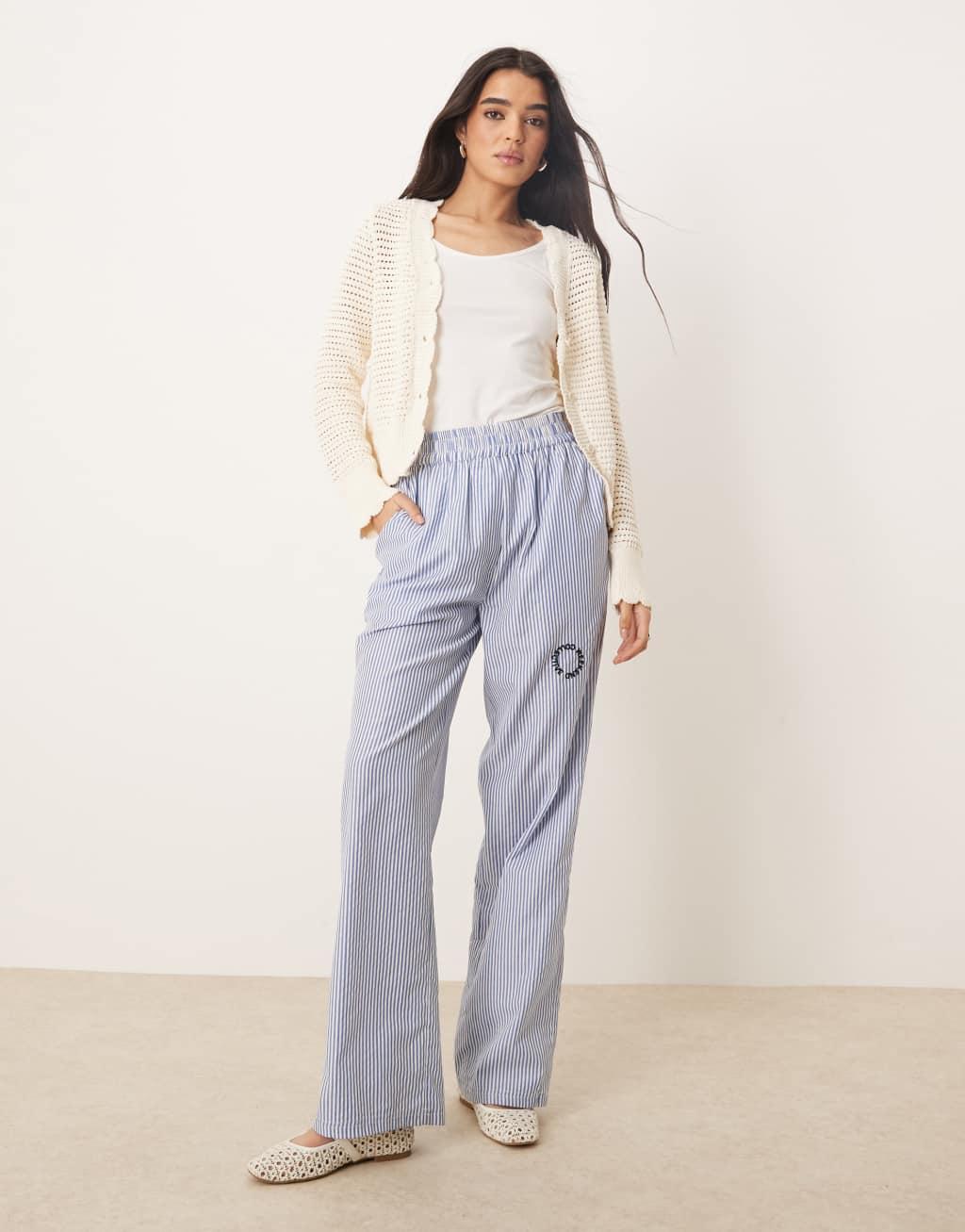 ASOS DESIGN knit crochet look cardigan with scalloped edge in ecru Product Image
