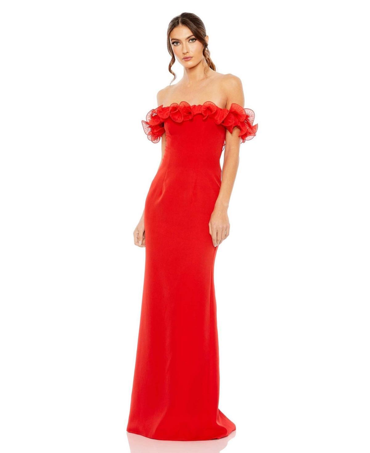 Womens Ieena Off The Shoulder Ruffle Detail Column Gown Product Image