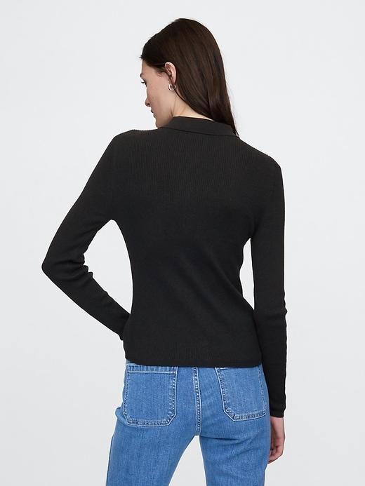 CashSoft Rib Polo Cardigan Product Image