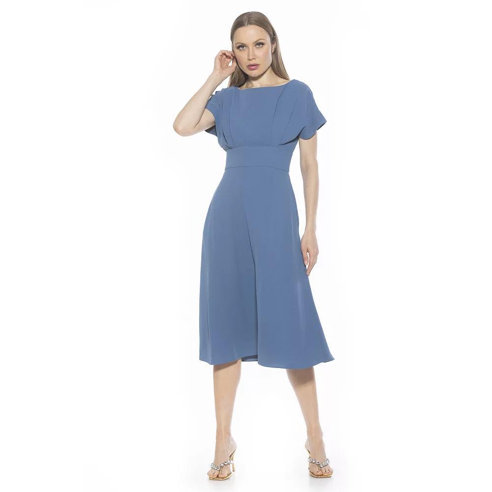 Women's ALEXIA ADMOR Dolman Midi Fit & Flare Dress, Size: 14, Blue Product Image
