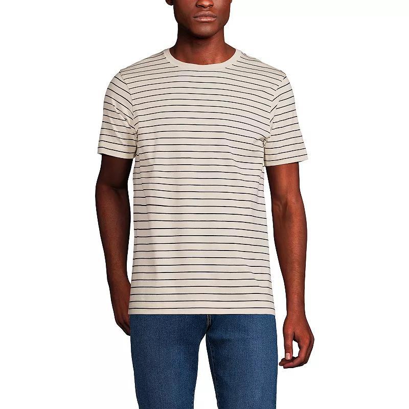 Men's Lands' End Supima Crewneck Tee, Size: Large, Grey Blue Stripe Product Image