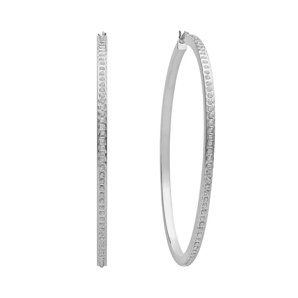 Diamond Mystique™ Platinum-Over-Silver Diamond Accent Hoop Earrings, Women's, Multicolor Product Image