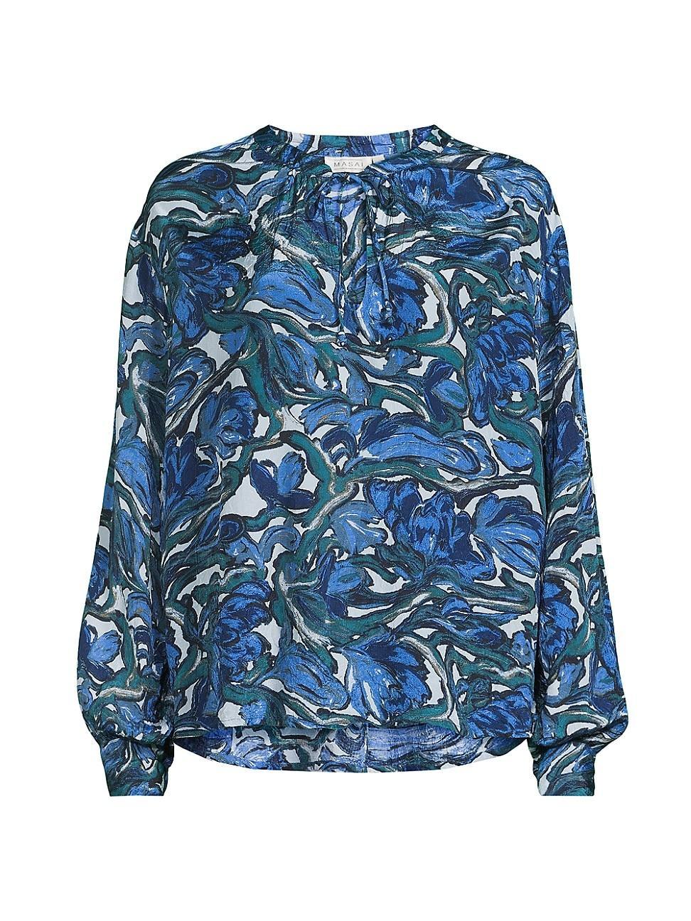 Womens Bonitai Abstract Tieneck Blouse Product Image