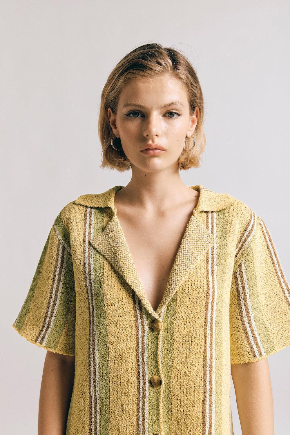 Harlow Knit Shirt Yellow Stripe Product Image