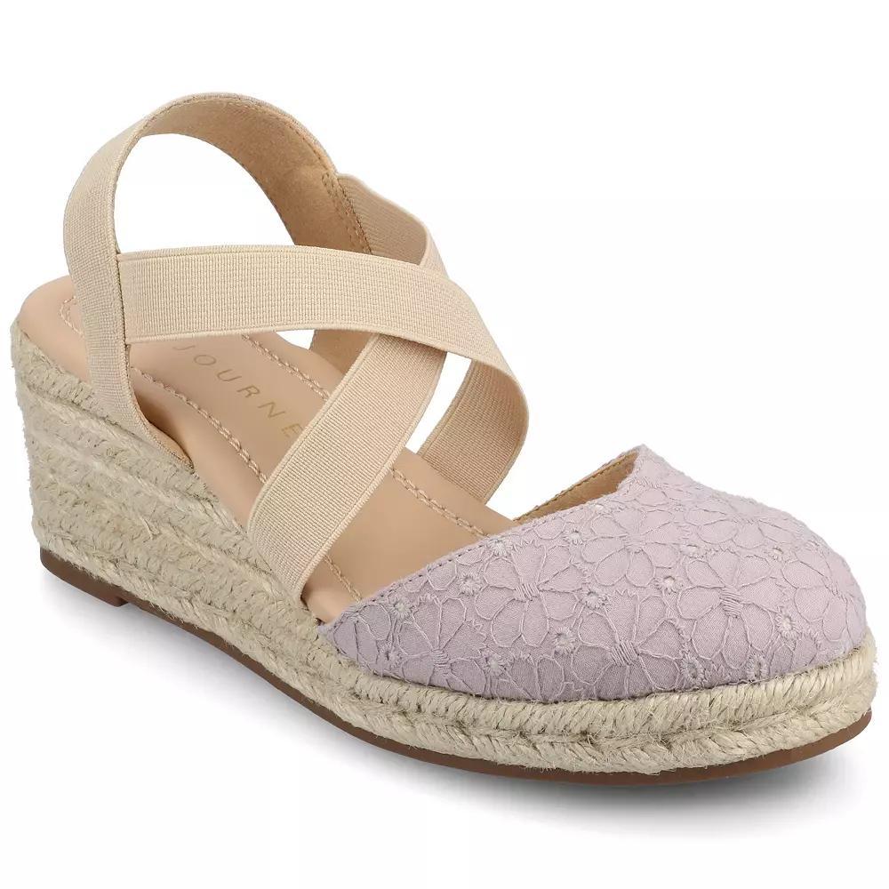 Journee Ashlee Womens Platform Espadrille Wedge Sandals Purple Product Image