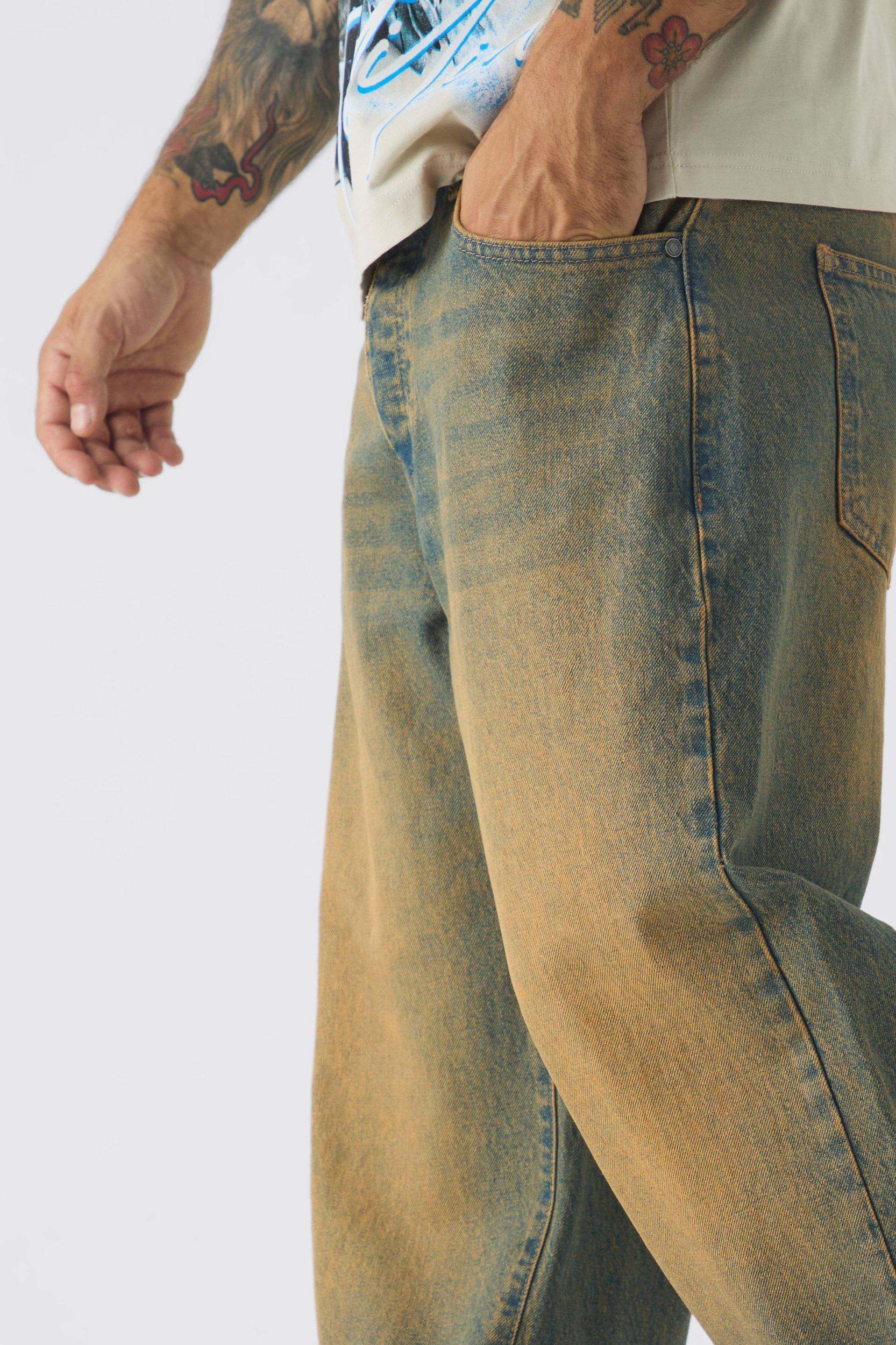 Relaxed Fit Washed Tinted Jeans | boohooMAN USA Product Image
