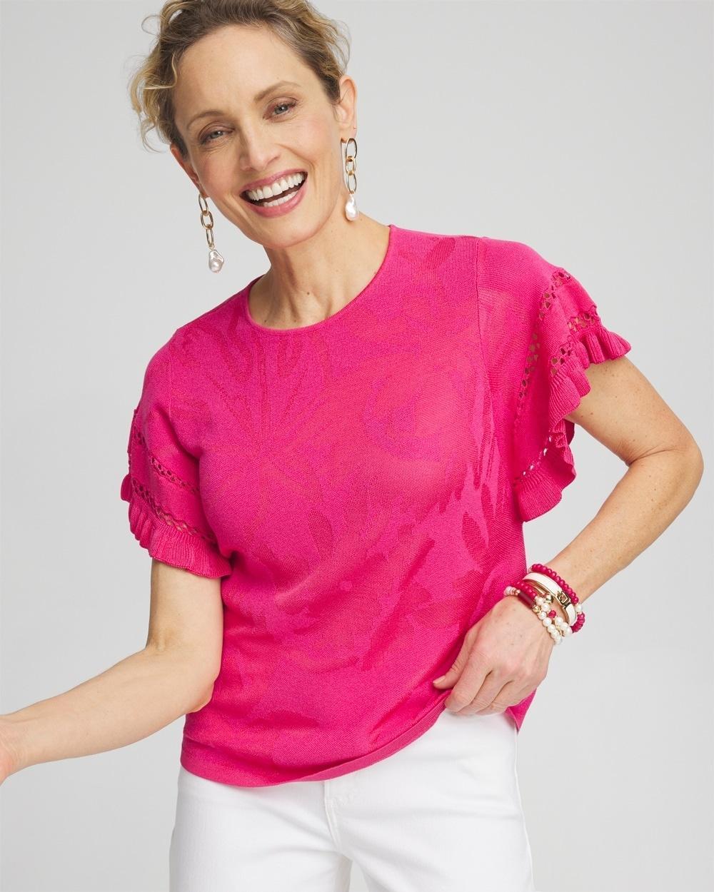 Ruffle Sleeve Pullover Sweater Product Image