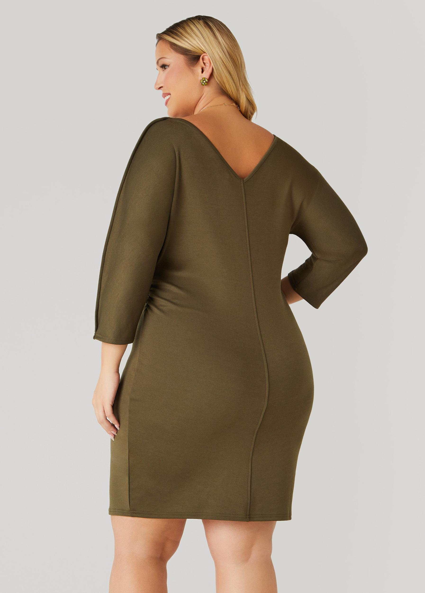 Ruched V Neck Dress Product Image