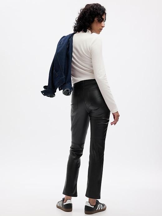 High Rise Vegan Leather Vintage Slim Pants Product Image