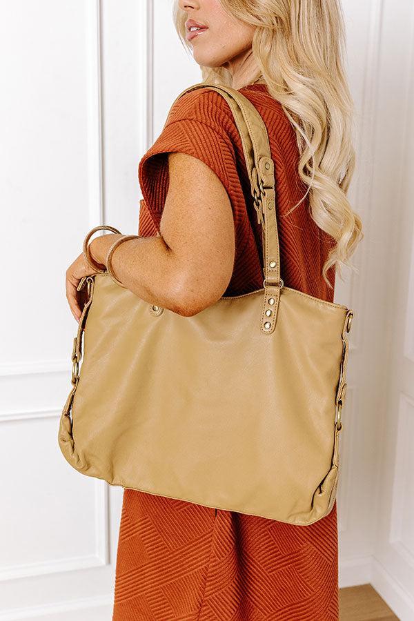 Wisteria Avenue Faux Leather Tote In Khaki Product Image
